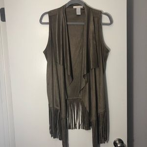 Suede brown fringed vest